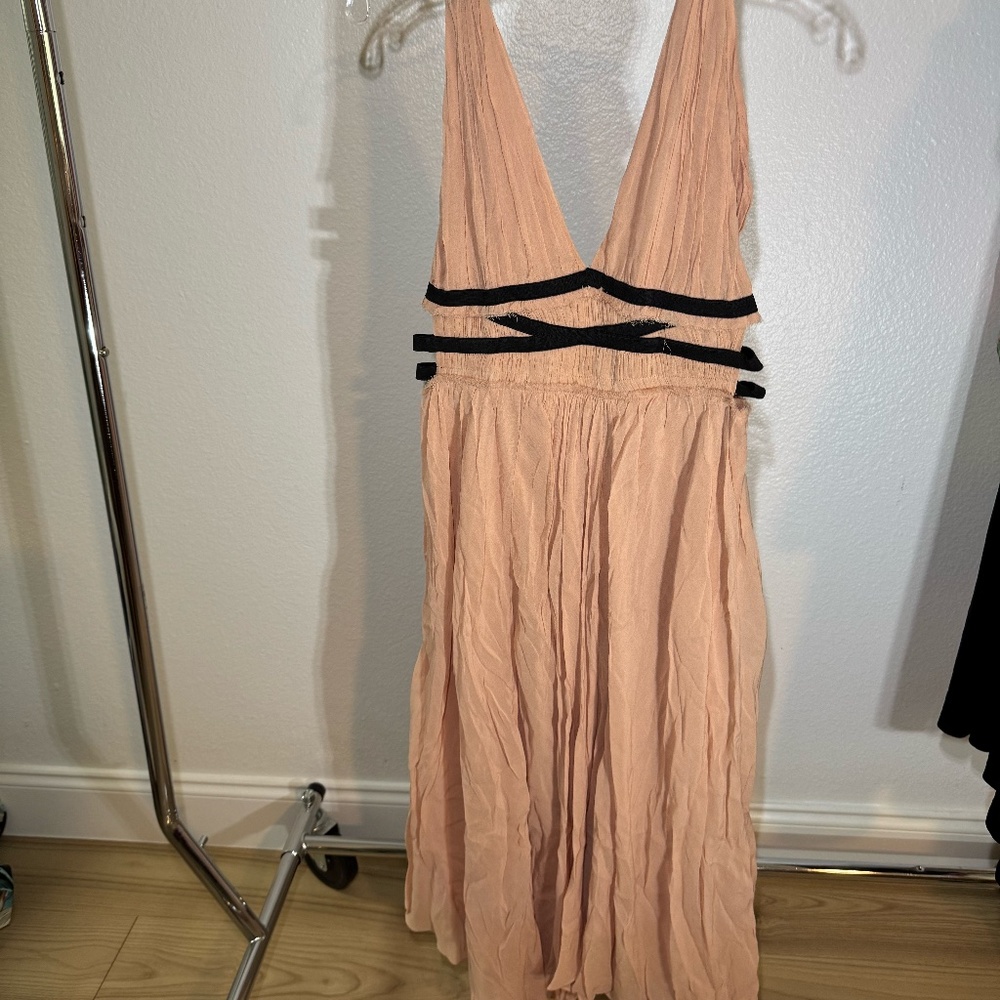 ZARA STUDIO DUSTY PINK DERESS WITH CONTRAST SPRING/ SUMMER GODESS DRESS